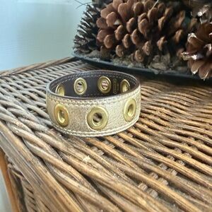 Coach Brown Leather Bracelet with Gold Accents